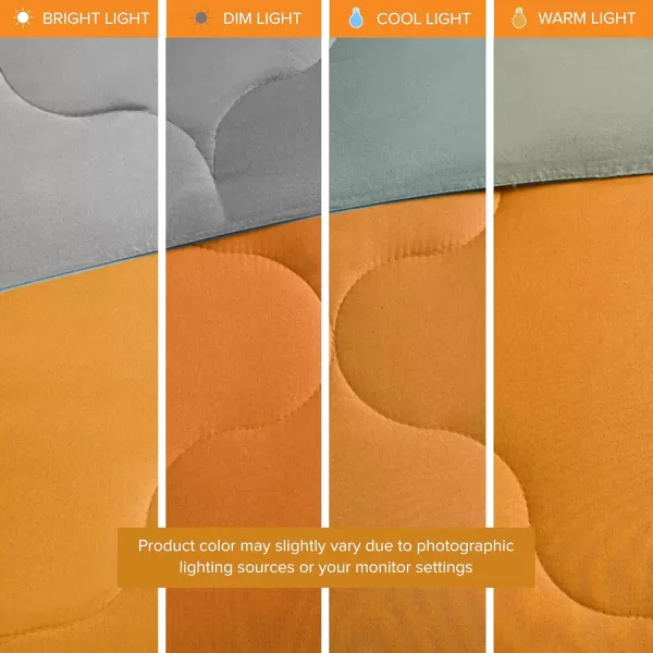 Comfort Spaces Vixie Reversible Comforter Set  Trendy Vibrant Color with Geometric Quilted Cover Lightweight All Season Down Alternative Cozy Bedding Sham NavyCharcoal TwinTwin XL 2 pieceOrangeGrey