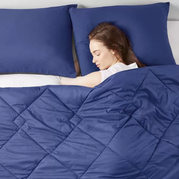 Comfort Spaces Vixie Reversible Comforter Set  Trendy Vibrant Color with Geometric Quilted Cover Lightweight All Season Down Alternative Cozy Bedding Sham NavyCharcoal TwinTwin XL 2 pieceNavyCharcoal