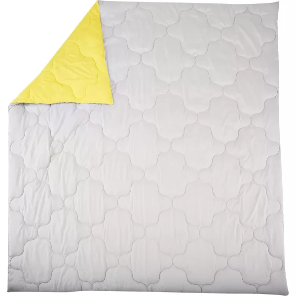 Comfort Spaces Vixie Reversible Comforter Set  Trendy Vibrant Color with Geometric Quilted Cover Lightweight All Season Down Alternative Cozy Bedding Sham NavyCharcoal TwinTwin XL 2 pieceGreyYellow