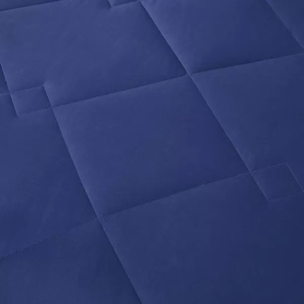 Comfort Spaces Vixie Reversible Comforter Set  Trendy Vibrant Color with Geometric Quilted Cover Lightweight All Season Down Alternative Cozy Bedding Sham NavyCharcoal TwinTwin XL 2 pieceNavyCharcoal