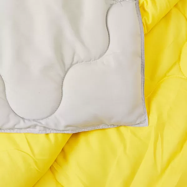 Comfort Spaces Vixie Reversible Comforter Set  Trendy Vibrant Color with Geometric Quilted Cover Lightweight All Season Down Alternative Cozy Bedding Sham NavyCharcoal TwinTwin XL 2 pieceGreyYellow
