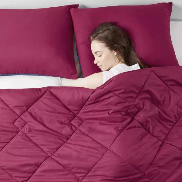Comfort Spaces Vixie Reversible Comforter Set  Trendy Vibrant Color with Geometric Quilted Cover Lightweight All Season Down Alternative Cozy Bedding Sham NavyCharcoal TwinTwin XL 2 pieceRedNavy