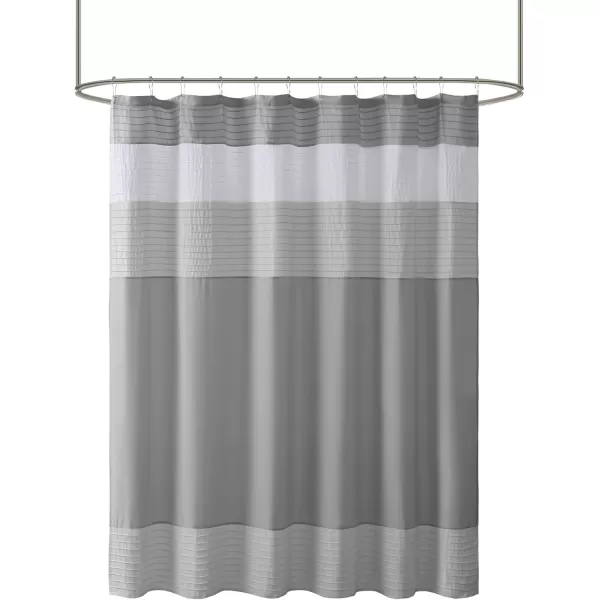 Comfort Spaces Windsor Bathroom Shower Pieced Ruffle Pattern Modern Elegant Microfiber Fabric Bath Curtains 72x72 YellowGrey