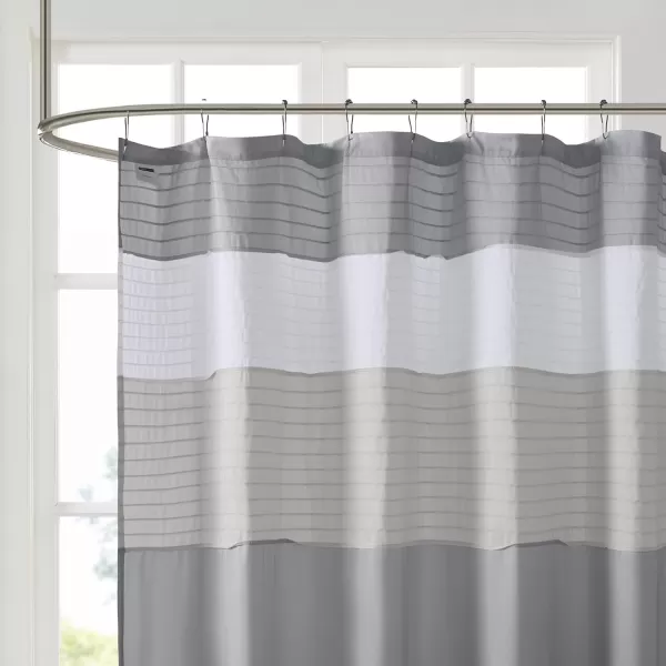 Comfort Spaces Windsor Bathroom Shower Pieced Ruffle Pattern Modern Elegant Microfiber Fabric Bath Curtains 72x72 YellowGrey