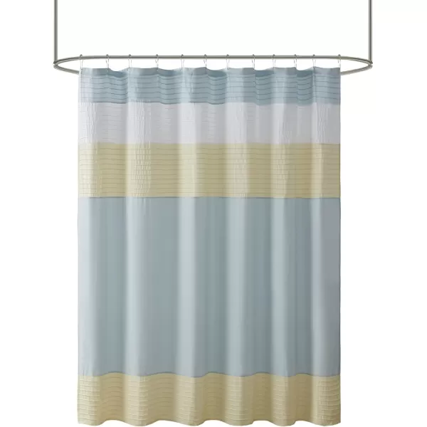 Comfort Spaces Windsor Bathroom Shower Pieced Ruffle Pattern Modern Elegant Microfiber Fabric Bath Curtains 72x72 YellowYellow