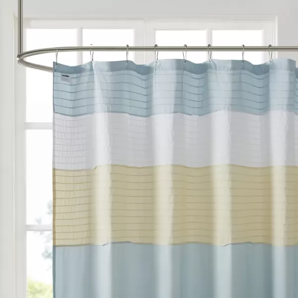 Comfort Spaces Windsor Bathroom Shower Pieced Ruffle Pattern Modern Elegant Microfiber Fabric Bath Curtains 72x72 YellowYellow