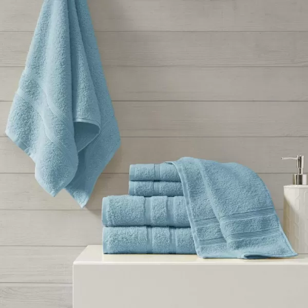 Comfort Spaces 100 Aegean Turkish Cotton Soft Bathroom Towel Set Luxury Hotel ampamp Spa Quality Highly Absorbent Quick Dry Include 2 for Shower 2 Hand ampamp 2 Face Wash MultiSizes Aqua 6 PieceAqua