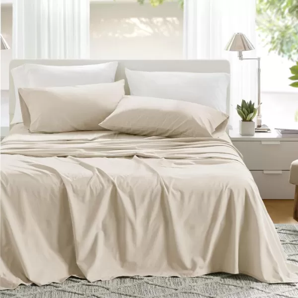 Comfort Spaces 100 Cotton Sheets Queen Breathable ampamp Soft Cotton Sheets Naturally Cool Cotton Bed Sheets with 14quot Elastic Pocket Fits up to 16quot Mattress All Seasons Sheet Set Sage Green 4 PieceCream