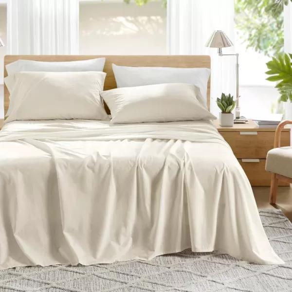Comfort Spaces 100 Cotton Sheets Queen Breathable ampamp Soft Cotton Sheets Naturally Cool Cotton Bed Sheets with 14quot Elastic Pocket Fits up to 16quot Mattress All Seasons Sheet Set Sage Green 4 PieceIvory
