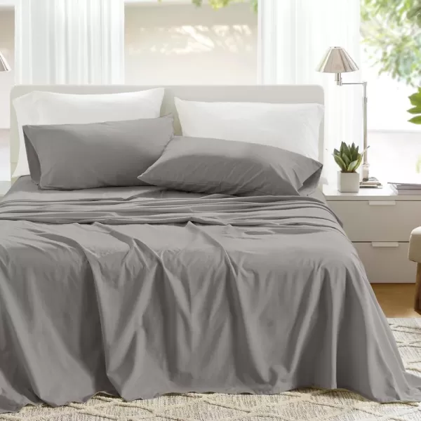 Comfort Spaces 100 Cotton Sheets Queen Breathable ampamp Soft Cotton Sheets Naturally Cool Cotton Bed Sheets with 14quot Elastic Pocket Fits up to 16quot Mattress All Seasons Sheet Set Sage Green 4 PieceDark Gray