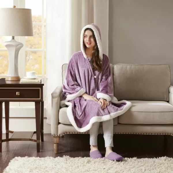 Comfort Spaces Angel Wrap Hooded Wearable Blanket Throw Ultra Soft Giftable Plush To Sherpa Poncho Blanket Wrap With Pockets Cozy and Warm Shawl Gift for Her 58quotx72quot BlushLavender