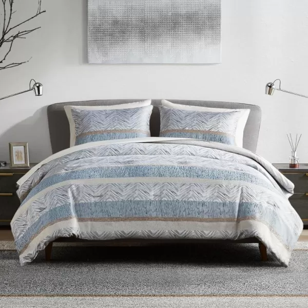 Comfort Spaces Blue Queen Comforter Set  7 Pieces Trendy Modern Jacquard Bedding Sets with Sheets Queen All Seasons SkinFriendly Lightweight ampamp Soft Microfiber Queen Bed Set Shams QueenBlue