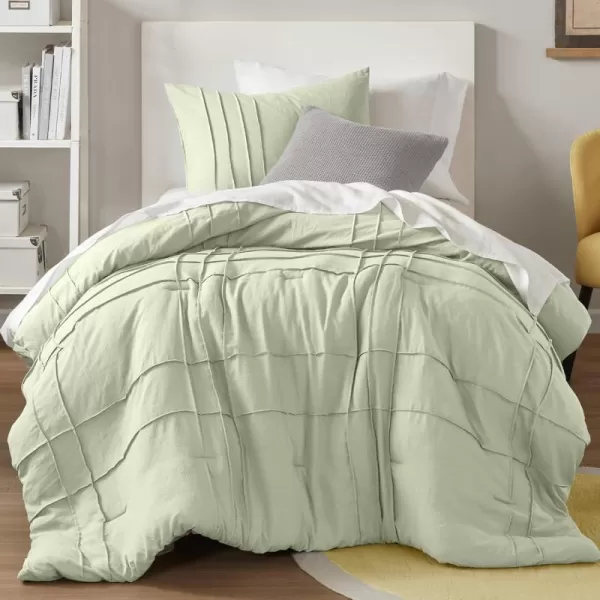 Comfort Spaces BlueGrey Full Size Comforter Set  3 Pieces Pintuck Pleated Bedding Sets Full All Season Lightweight Extra Softness PreWashed Microfiber Full Bed Set Shams FullSage