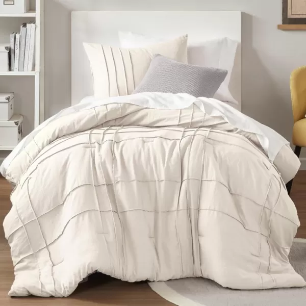 Comfort Spaces BlueGrey Full Size Comforter Set  3 Pieces Pintuck Pleated Bedding Sets Full All Season Lightweight Extra Softness PreWashed Microfiber Full Bed Set Shams FullNeutral