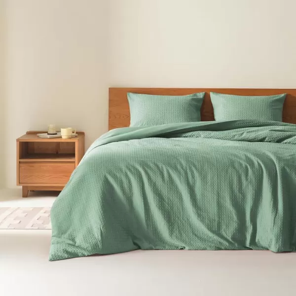 Comfort Spaces Burnt Orange Twin Comforter Set  2 Pieces Waffle Dobby Weave Texture Comforter Sets Modern Farmhouse Boho Comforter ampamp Sham All Season Microfiber Twin Bed Set TwinSage Green