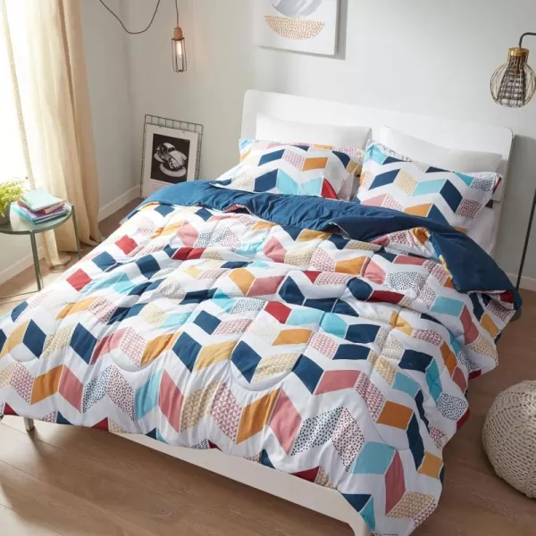 Comfort Spaces Casual Comforter Set Sporty Design Vibrant Color Active Lifestyle Boys Bedroom Dcor All Season Soft Microfiber Bedding Set Decorative Pillow Sham BlackRed Queen 4 PieceMultiAqua