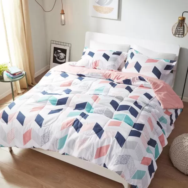 Comfort Spaces Casual Comforter Set Sporty Design Vibrant Color Active Lifestyle Boys Bedroom Dcor All Season Soft Microfiber Bedding Set Decorative Pillow Sham BlackRed Queen 4 PieceMultiBlush