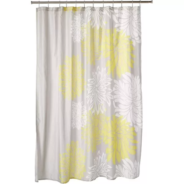 Comfort Spaces Enya Bathroom Shower Floral Printed Cute Chic Microfiber Fabric Bath Curtains 72quotx72quot AquaGreyYellowGrey