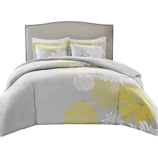 Comfort Spaces Enya Comforter SetModern Floral Design All Season Down Alternative Bedding Matching Shams Bedskirt Decorative Pillows Queen 90quotx90quot PurpleYellow