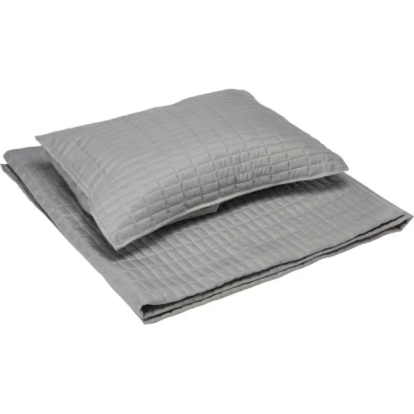 Comfort Spaces Kienna Quilt SetLuxury Double Sided Stitching Design Summer Blanket Lightweight Soft All Season Bedding Layer Matching Sham Blue Coverlet TwinTwin XL66quotx90quot 2 PieceGrey