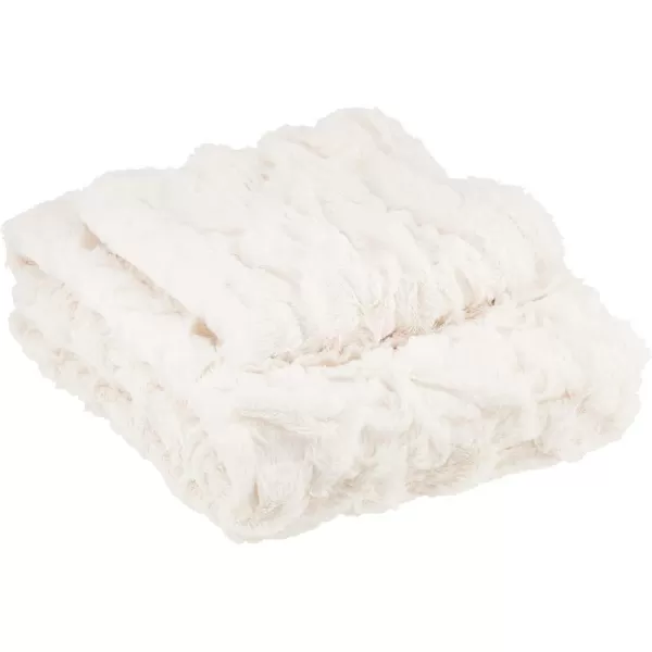 Comfort Spaces Luxurious ampamp Fuzzy Soft Ruched Faux Fur Plush Throw Blanket Set with 2 Matching Square Pillow Covers for SofaChair Couch Living Room Home Office Teal 50quotx 60quotIvory