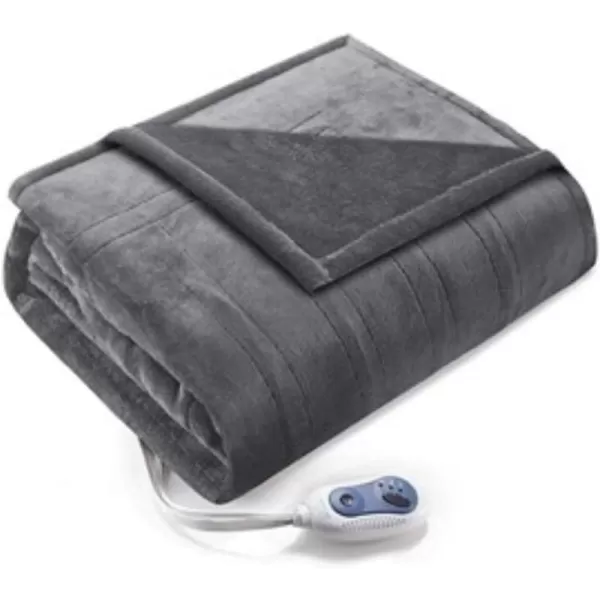 Comfort Spaces Luxury Microplush Electric Wrap Blanket Super Soft and Warm Reversible Heated Throw Poncho with Auto Shutoff 50quotx64quot GreyGrey