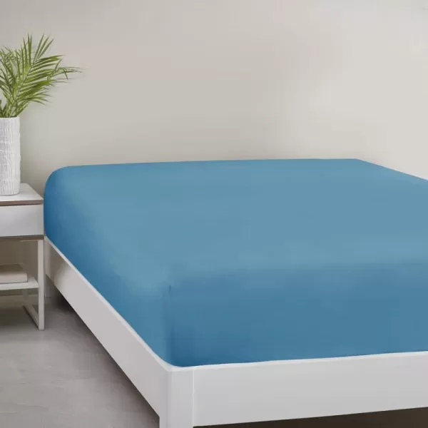 Comfort Spaces Microfiber Bed Sheets Set 14quot Deep Pocket Wrinkle Resistant All Around Elastic  YearRound Cozy Bedding Fitted Sheet ONLY Queen BlackTeal