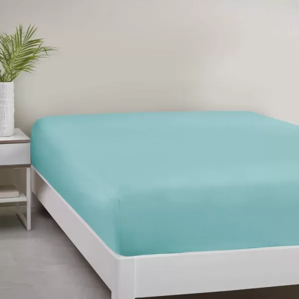 Comfort Spaces Microfiber Bed Sheets Set 14quot Deep Pocket Wrinkle Resistant All Around Elastic  YearRound Cozy Bedding Fitted Sheet ONLY Queen BlackAqua