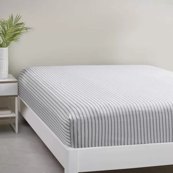 Comfort Spaces Microfiber Bed Sheets Set 14quot Deep Pocket Wrinkle Resistant All Around Elastic  YearRound Cozy Bedding Fitted Sheet ONLY Queen BlackGrey Stripe