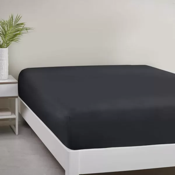 Comfort Spaces Microfiber Bed Sheets Set 14quot Deep Pocket Wrinkle Resistant All Around Elastic  YearRound Cozy Bedding Fitted Sheet ONLY Queen BlackBlack