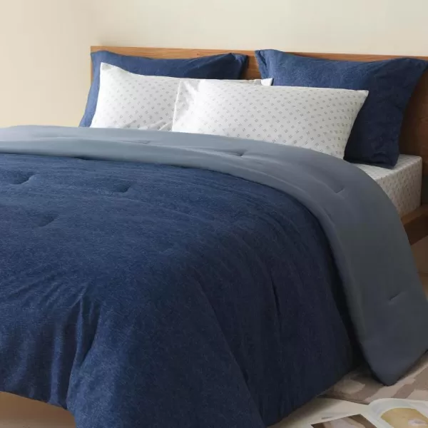 Comfort Spaces Queen 7 Pieces Comforter Set Boho Bed Sets for Queen Size Farmhouse Bedding Sets with Comforter Gift Bed in a Bag with Comforter Sheets Pillowcases and Shams Queen NavyNavy