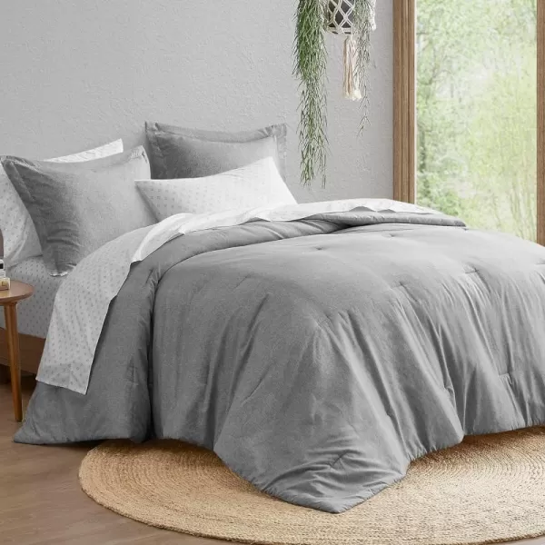 Comfort Spaces Queen 7 Pieces Comforter Set Boho Bed Sets for Queen Size Farmhouse Bedding Sets with Comforter Gift Bed in a Bag with Comforter Sheets Pillowcases and Shams Queen NavyGrey