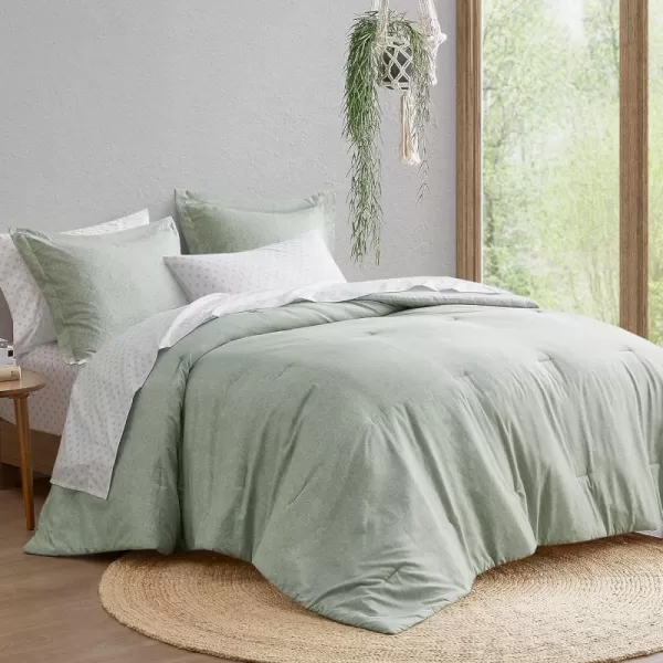 Comfort Spaces Queen 7 Pieces Comforter Set Boho Bed Sets for Queen Size Farmhouse Bedding Sets with Comforter Gift Bed in a Bag with Comforter Sheets Pillowcases and Shams Queen NavySage Green