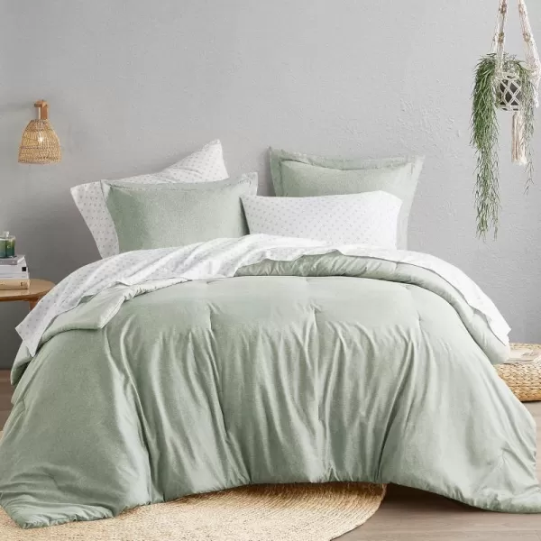 Comfort Spaces Queen Comforter Set  3pcs 1 Microfiber Comforter ampamp 2shams Farmhouse Bedding Comforter for All Seasons Boho Bedding Set Lightweight Solid Bed Comforter Sets FullQueen GreySage Green