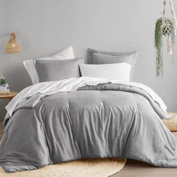 Comfort Spaces Queen Comforter Set  3pcs 1 Microfiber Comforter ampamp 2shams Farmhouse Bedding Comforter for All Seasons Boho Bedding Set Lightweight Solid Bed Comforter Sets FullQueen GreyGrey