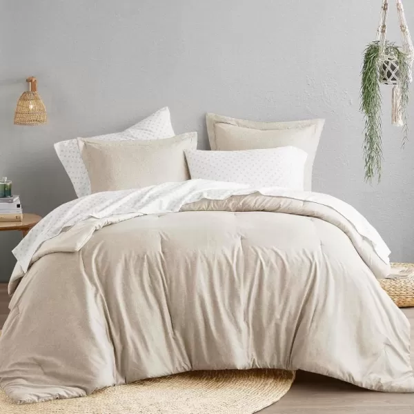 Comfort Spaces Queen Comforter Set  3pcs 1 Microfiber Comforter ampamp 2shams Farmhouse Bedding Comforter for All Seasons Boho Bedding Set Lightweight Solid Bed Comforter Sets FullQueen GreyTaupe