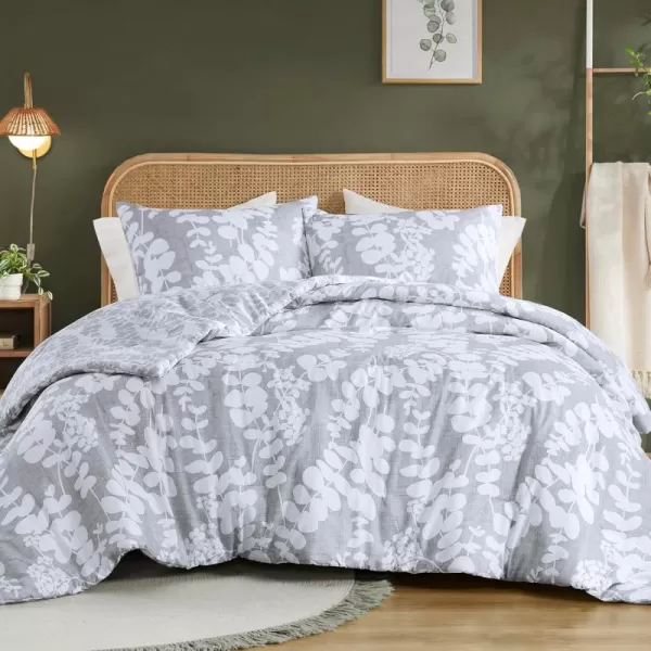 Comfort Spaces Queen Comforter Set Breathable Microfiber Comforter Sets Reversible Floral Comforters Lightweight All Season Farmhouse Bedding Matching Shams FullQueen Sage Green 3 PieceGrey