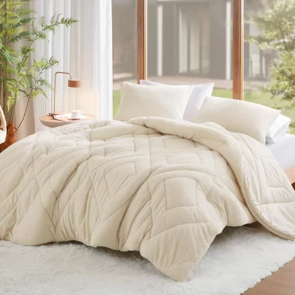 Comfort Spaces Queen Comforter Set Reversible FeatherSoft Plush Comforters for Queen Size Bed All Season Diamond Quilted Microfiber Comforters Queen Size Bedding Set FullQueen Blue 3 PieceIvory