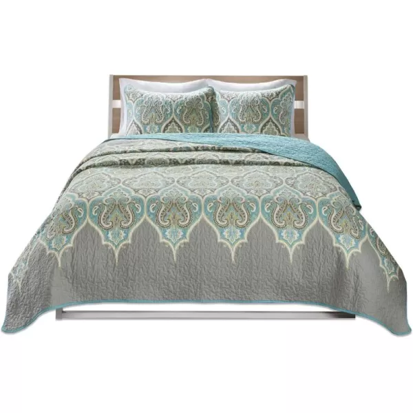 Comfort Spaces Quilt SetTrendy Paisley Summer Cover Cozy Coverlet Lightweight All Season Bedding Layer for Winter Matching Shams FullQueen Mona Paisley TealMona Paisley Teal