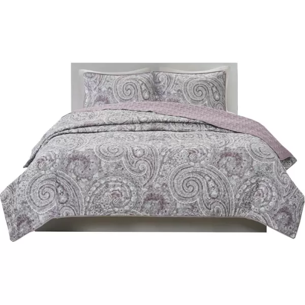 Comfort Spaces Quilt SetTrendy Paisley Summer Cover Cozy Coverlet Lightweight All Season Bedding Layer for Winter Matching Shams FullQueen Mona Paisley TealKashmir Paisley Purple