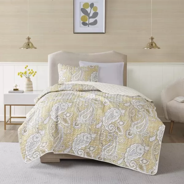 Comfort Spaces Quilt SetTrendy Paisley Summer Cover Cozy Coverlet Lightweight All Season Bedding Layer for Winter Matching Shams FullQueen Sienna Paisley WheatSienna Paisley Wheat