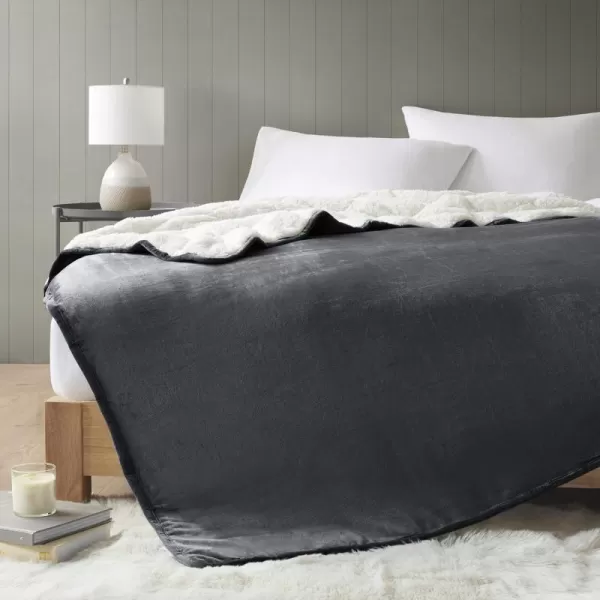 Comfort Spaces Reversible Weighted Blanket AdultGlass Beads Filling All Season Soft Heavy WrapsBox Quilted Cozy Warm Bed Cover 48quotx72quot  15lbs Mink to Microfiber GreyVelvet to Sherpa Charcoal