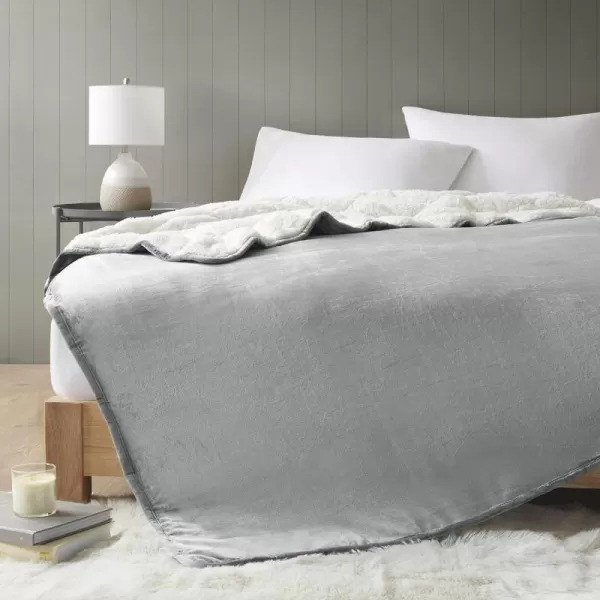 Comfort Spaces Reversible Weighted Blanket AdultGlass Beads Filling All Season Soft Heavy WrapsBox Quilted Cozy Warm Bed Cover 48quotx72quot  15lbs Mink to Microfiber GreyVelvet to Sherpa Gray