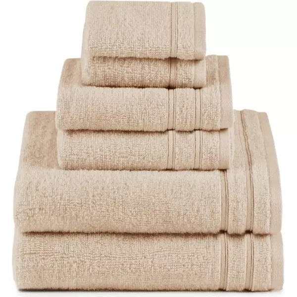 Comfort Spaces Towel Set for Bathroom 12 Piece Luxury Bath Towel Set 4 Hand Towel for Bathroom 4 Washcloth 4 Large Bath Pink Towel Sets 100 Cotton Quick Dry Towel Zero Twist Soft Lightweight BlushBeige