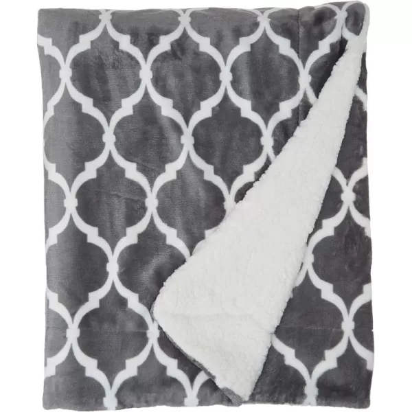 Comfort Spaces Ultra Soft and Cozy Sherpa Reversible Throw Blankets for Couch and Bed Plush Fleece Cozy Cover with Fuzzy Faux Fur 50 x 60 in Fair Isle GreyGrey Ogee