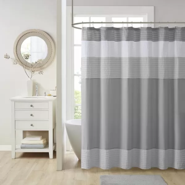 Comfort Spaces Windsor Bathroom Shower Pieced Ruffle Pattern Modern Elegant Microfiber Fabric Bath Curtains 72x72 YellowGrey