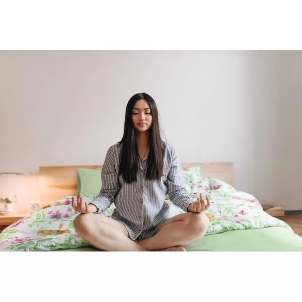 imageComfort Spaces Bed in A Bag  Trendy Casual Design Cozy Comforter with Complete Sheet Set with Side Pocket All Season Cover Matching Shams Queen Natalie Floral Blue 9 PieceDaisies Green