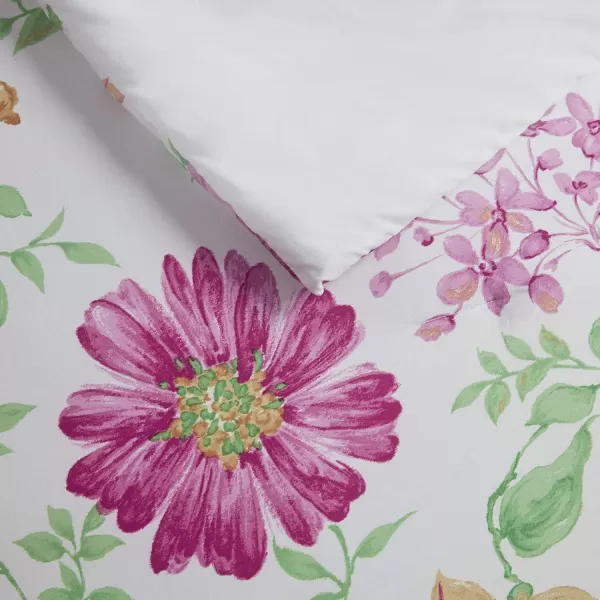imageComfort Spaces Bed in A Bag  Trendy Casual Design Cozy Comforter with Complete Sheet Set with Side Pocket All Season Cover Matching Shams Queen Natalie Floral Blue 9 PieceDaisies Green