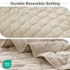imageComfort Spaces King Quilt Set Modern Reversible Ogee Coverlet King Bedding Set Cozy Quilted Winter Layer All Season Lightweight Soft King Size Quilt Kienna King Green 3 PieceTaupe Ogee