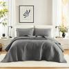 imageComfort Spaces King Quilt Set Modern Reversible Ogee Coverlet King Bedding Set Cozy Quilted Winter Layer All Season Lightweight Soft King Size Quilt Kienna King Green 3 PieceCharcoal Grey